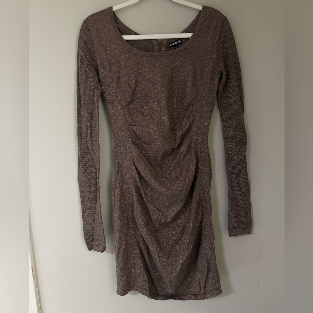 Express gold shimmer bodycon dress